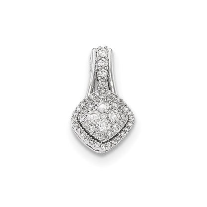 14k White Gold Real Diamond Polished Pendant