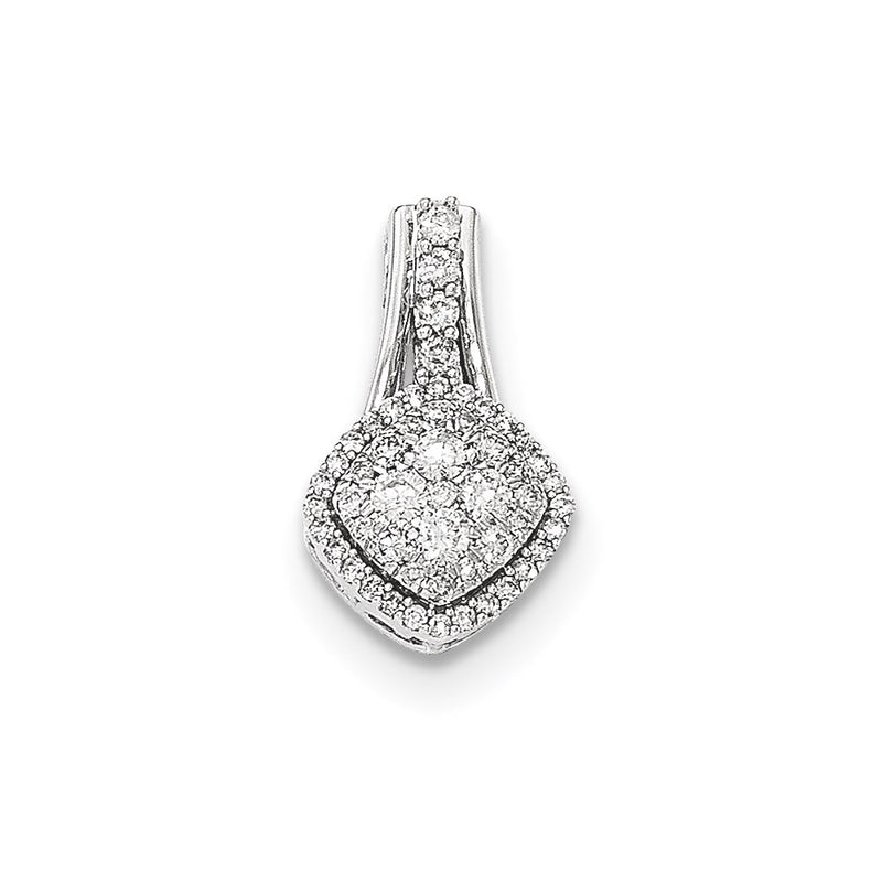 14k White Gold Real Diamond Polished Pendant