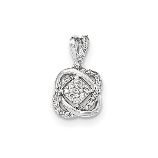 14K White Gold Real Diamond Square Cluster Pendant