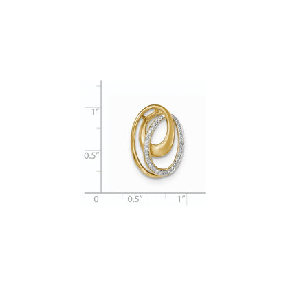 14k Yellow Gold Real Diamond Satin Oval Chain Slide