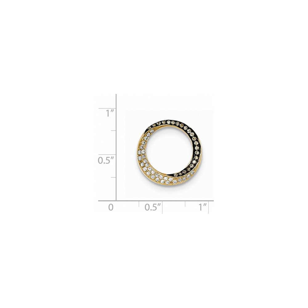 14K Yellow Gold Champagne/White Real Diamond Circle Pendant