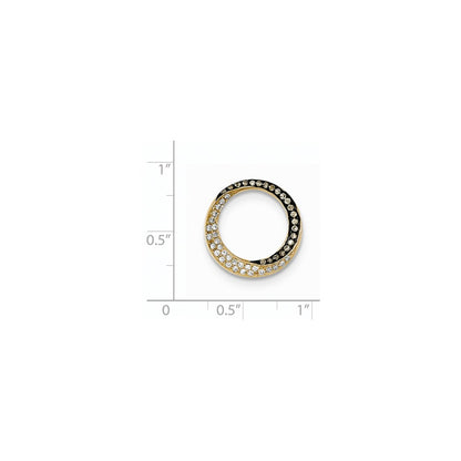 14K Yellow Gold Champagne/White Real Diamond Circle Pendant