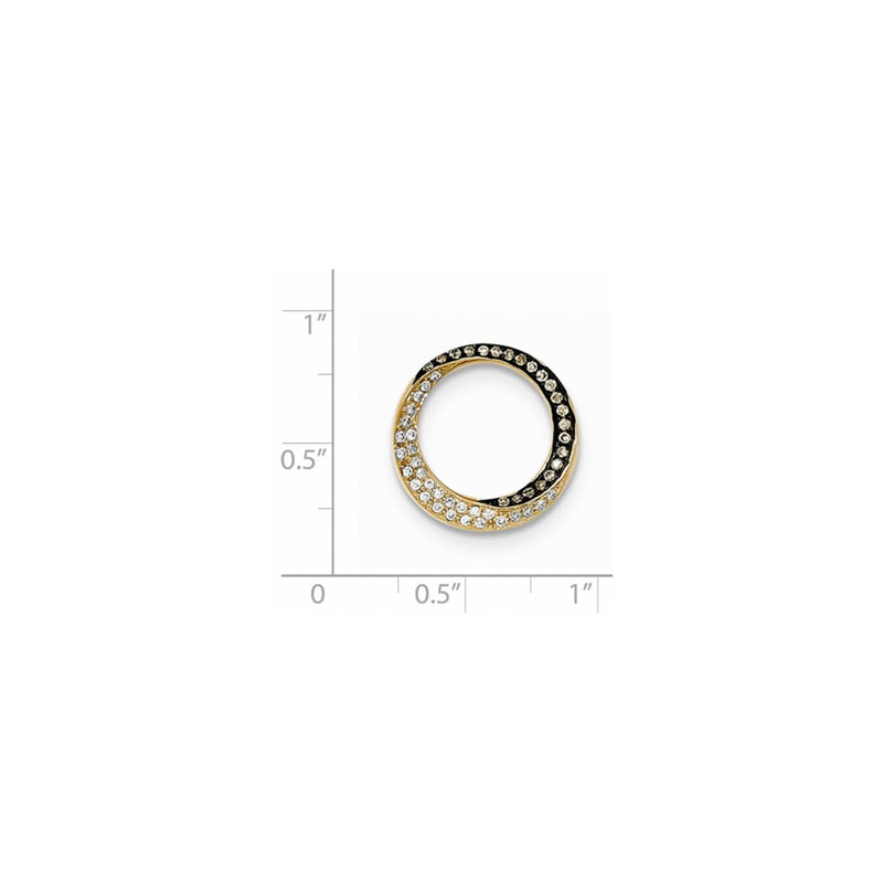 14K Yellow Gold Champagne/White Real Diamond Circle Pendant