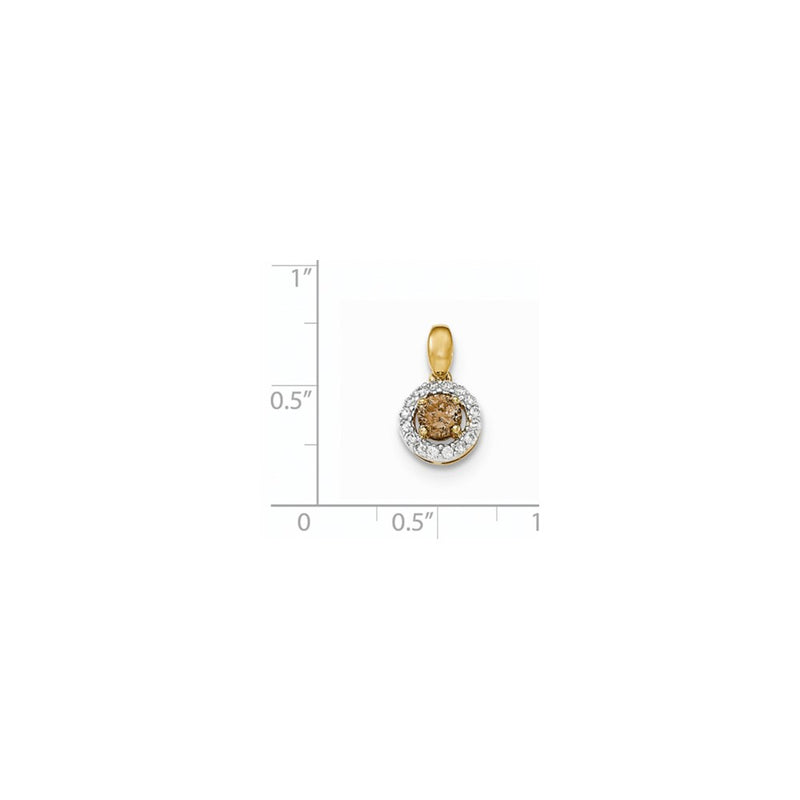 14K Yellow Gold Champagne & White Real Diamond Pendant