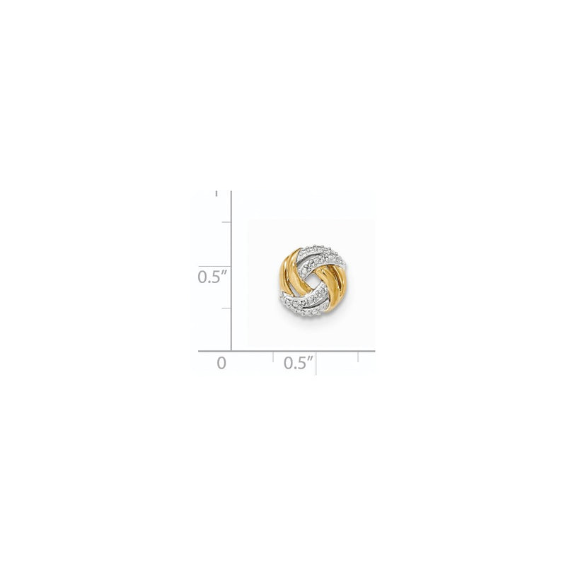 14k Yellow Gold Real Diamond w/Rhodium Accents Round Pendant