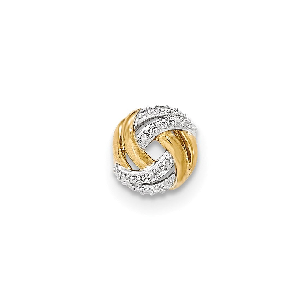 14k Yellow Gold Real Diamond w/Rhodium Accents Round Pendant