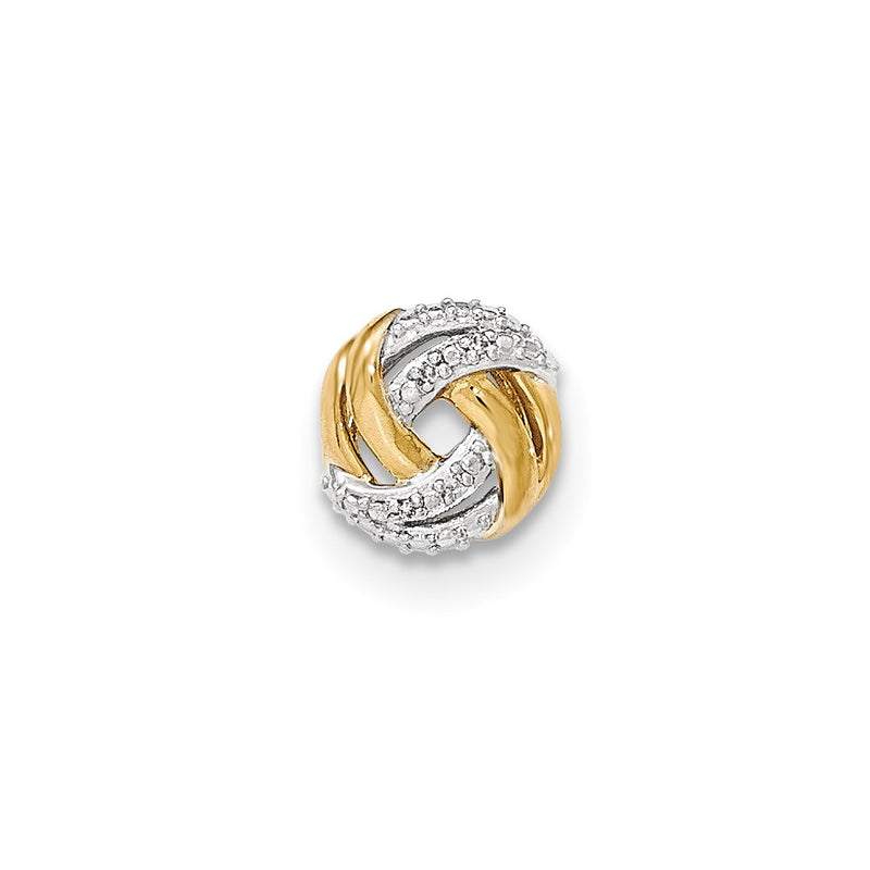 14k Yellow Gold Real Diamond w/Rhodium Accents Round Pendant