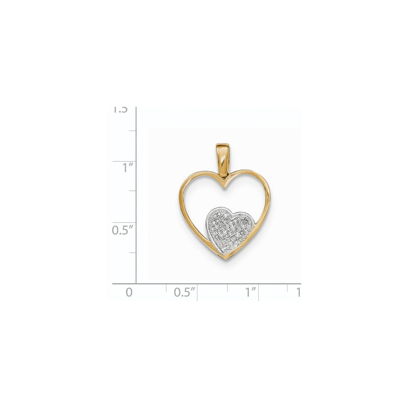 14K Yellow Gold Real Diamond Open Heart Pendant