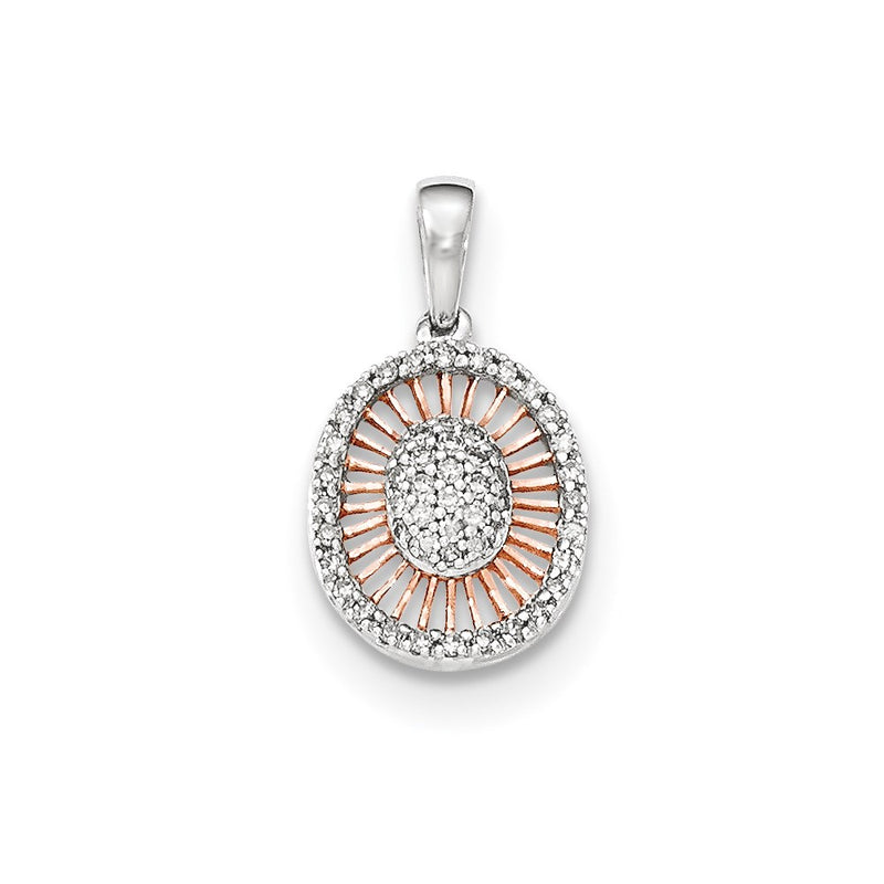 14K White Gold with Rose Rhodium Diamond Pendant