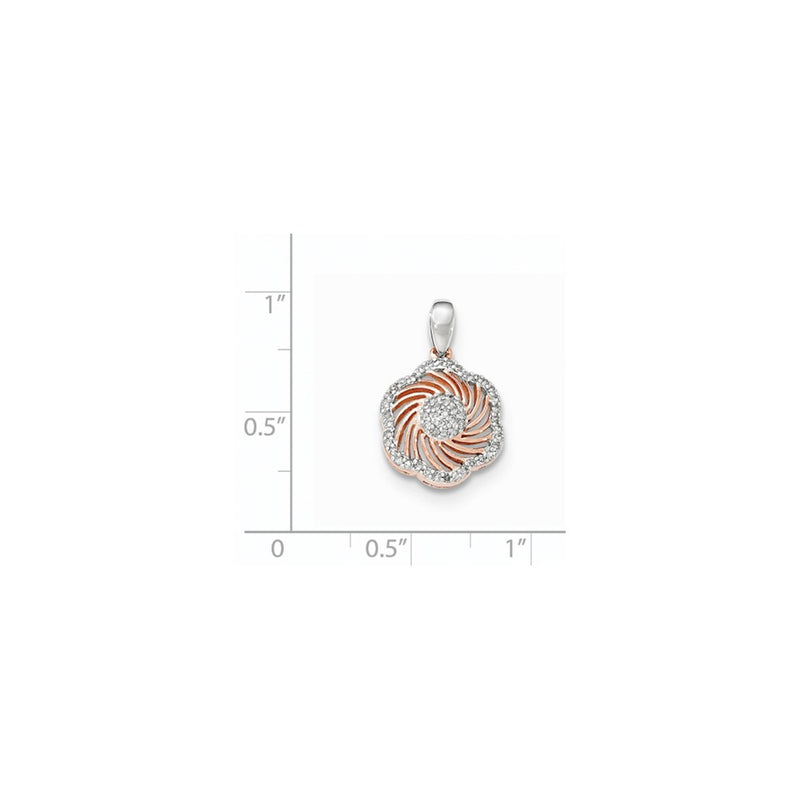 14K White Gold w/Rose Rhodium Real Diamond Pendant