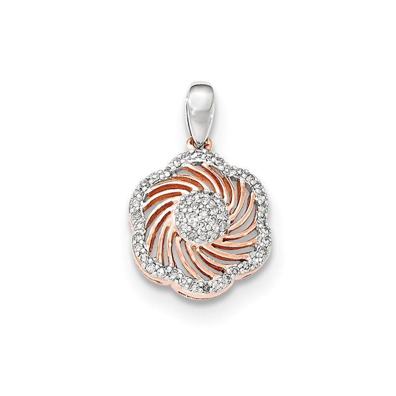 14K White Gold w/Rose Rhodium Real Diamond Pendant