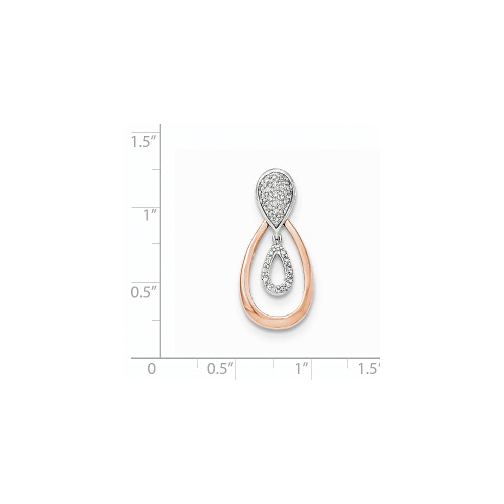 14K White & Rose Gold Real Diamond Pendant