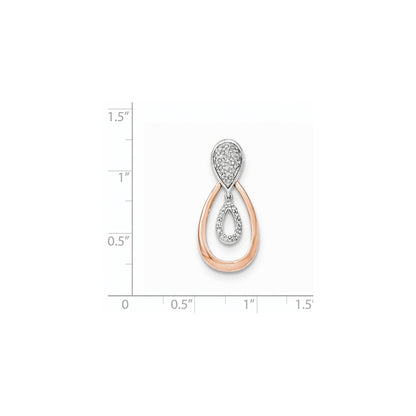 14K White & Rose Gold Real Diamond Pendant
