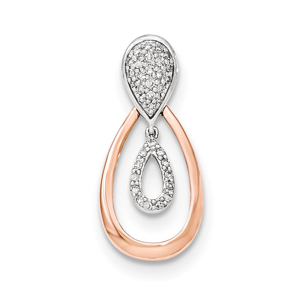 14K White & Rose Gold Real Diamond Pendant