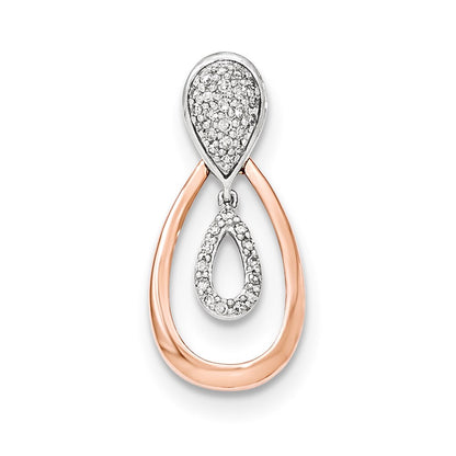 14K White & Rose Gold Real Diamond Pendant