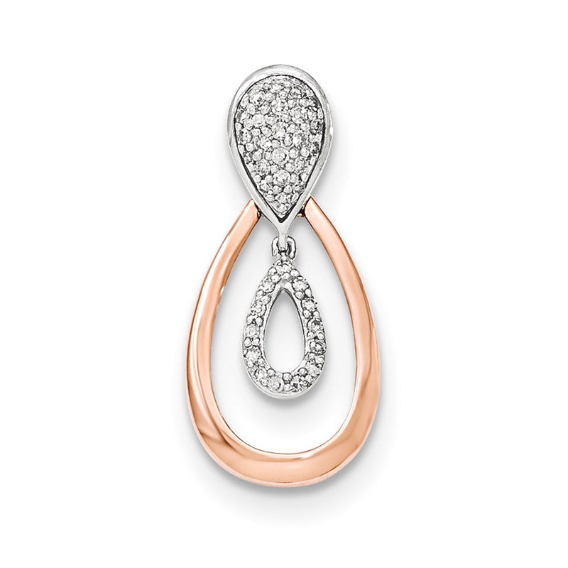 14K White & Rose Gold Real Diamond Pendant