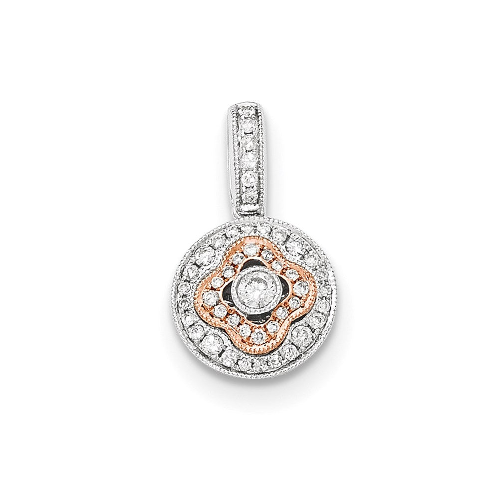 14k Two-Tone Gold Real Diamond Circle Pendant