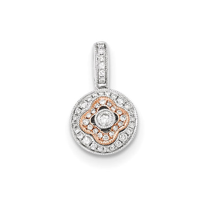 14k Two-Tone Gold Real Diamond Circle Pendant