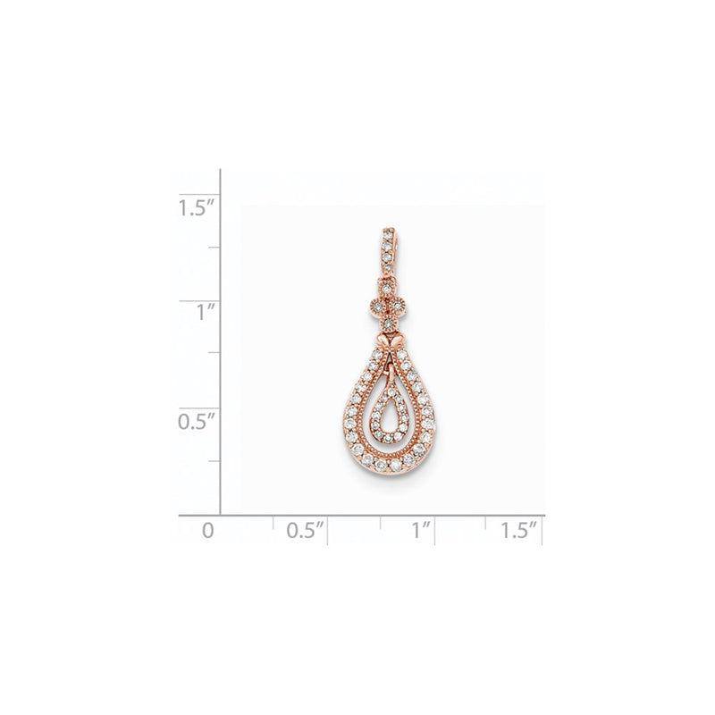 14K Rose Gold Polished Real Diamond Pendant