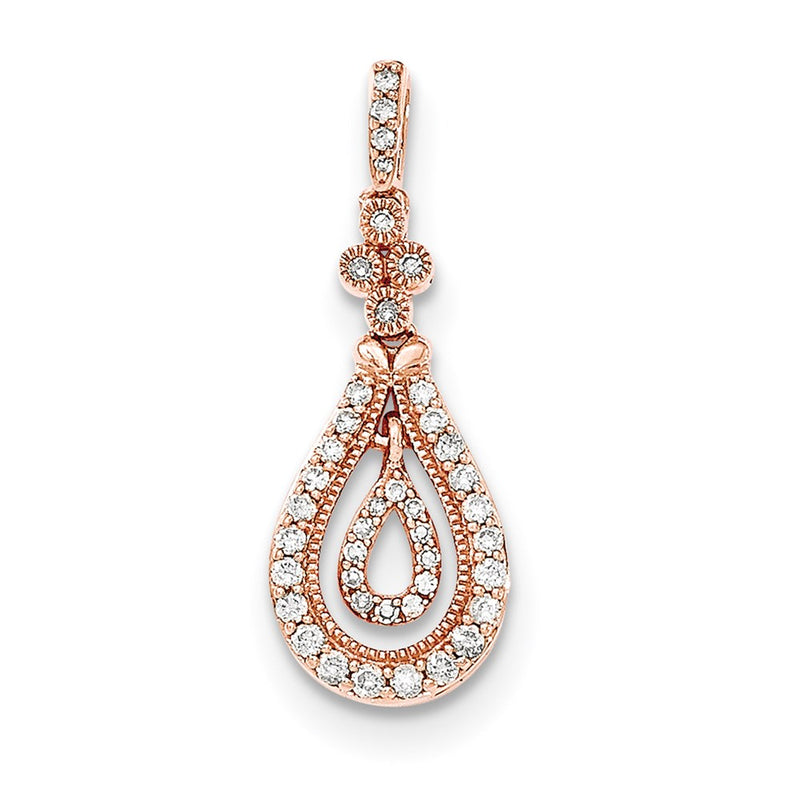 14K Rose Gold Polished Real Diamond Pendant