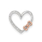 14K Two toned Diamond Polished Heart with bow Pendant