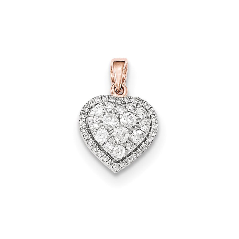 14k Rose Gold Real Diamond Polished Heart Pendant