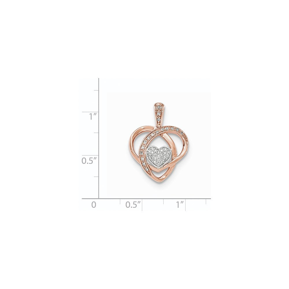 14K Two tone Diamond Heart Pendant