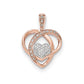 14K Two tone Diamond Heart Pendant