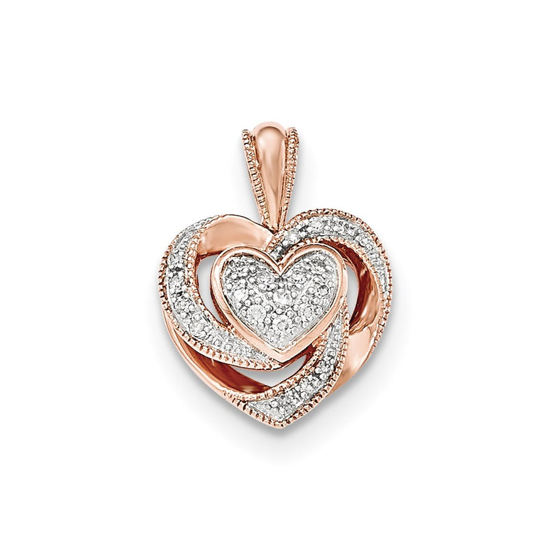 14k Rose Gold Real Diamond Heart Pendant