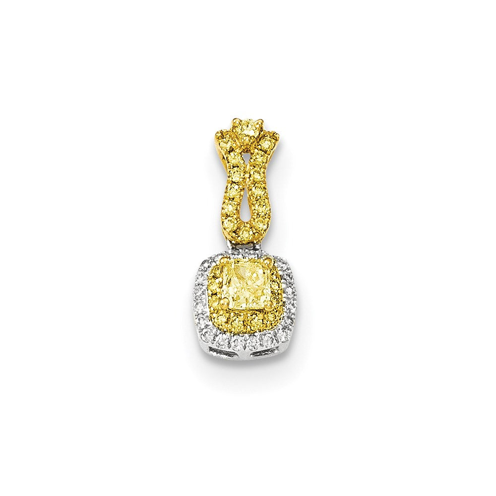 14k Two-tone Gold Fancy Yellow Diamond Pendant