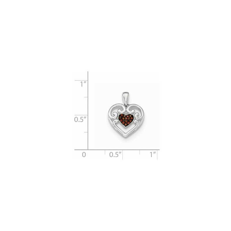 14k White Gold Cognac Real Diamond Heart Pendant