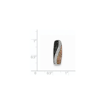 14k White Gold w/Rhodium Polished Black White & Chocolate Diamond Pendant