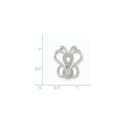 14k White Gold Real Diamond Butterfly Chain Slide