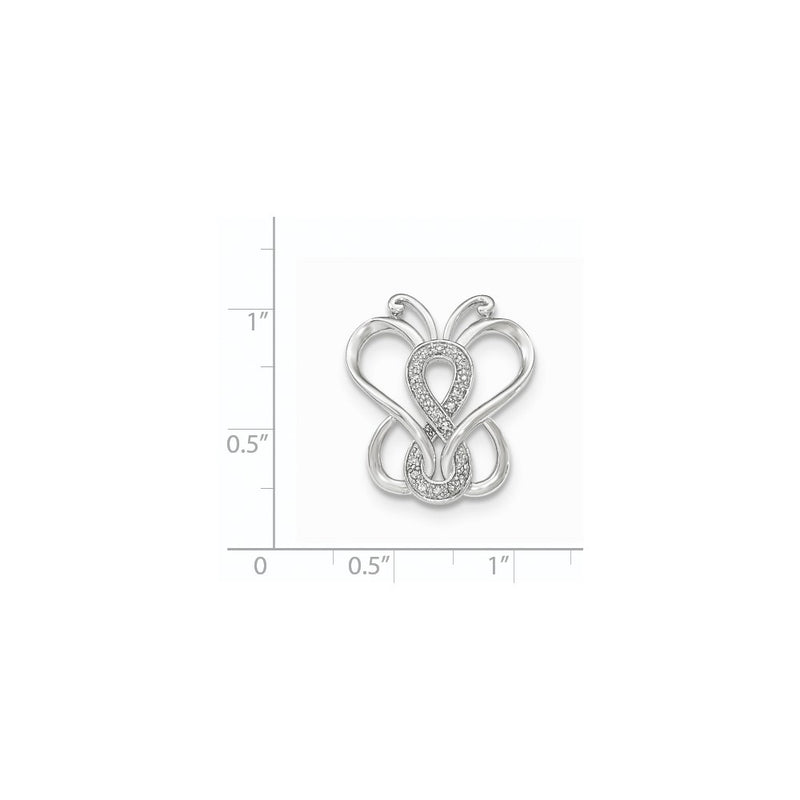 14k White Gold Real Diamond Butterfly Chain Slide