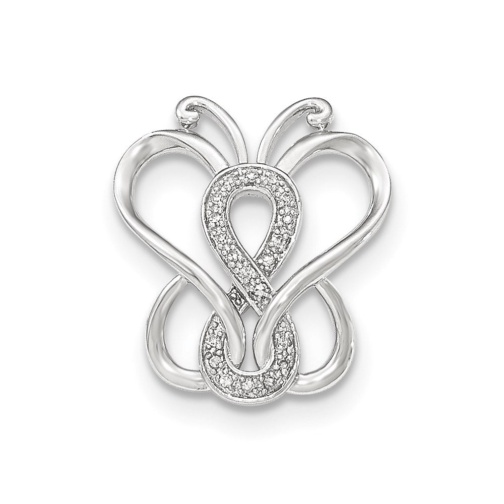 14k White Gold Real Diamond Butterfly Chain Slide
