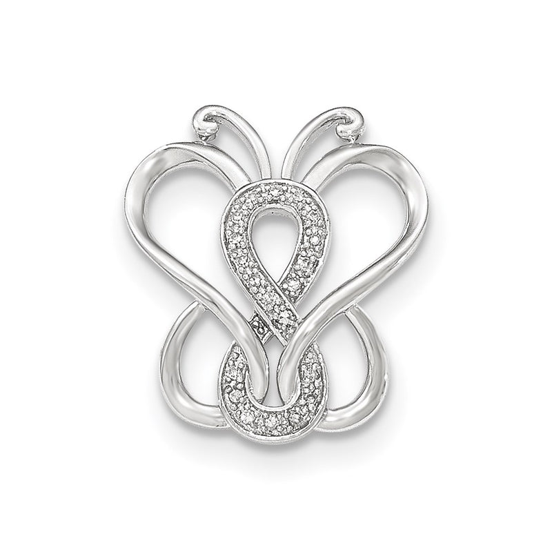 14k White Gold Real Diamond Butterfly Chain Slide