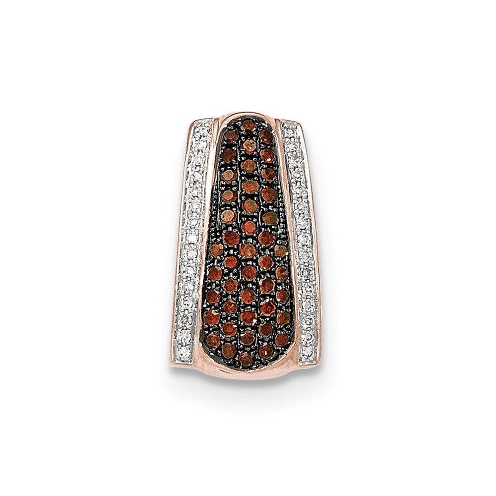 14k Rose Gold Red Cognac and White Real Diamond Omega Slide