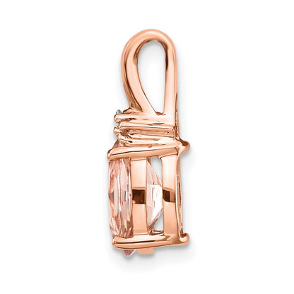 14K Rose Gold Morganite and Real Diamond Pendant