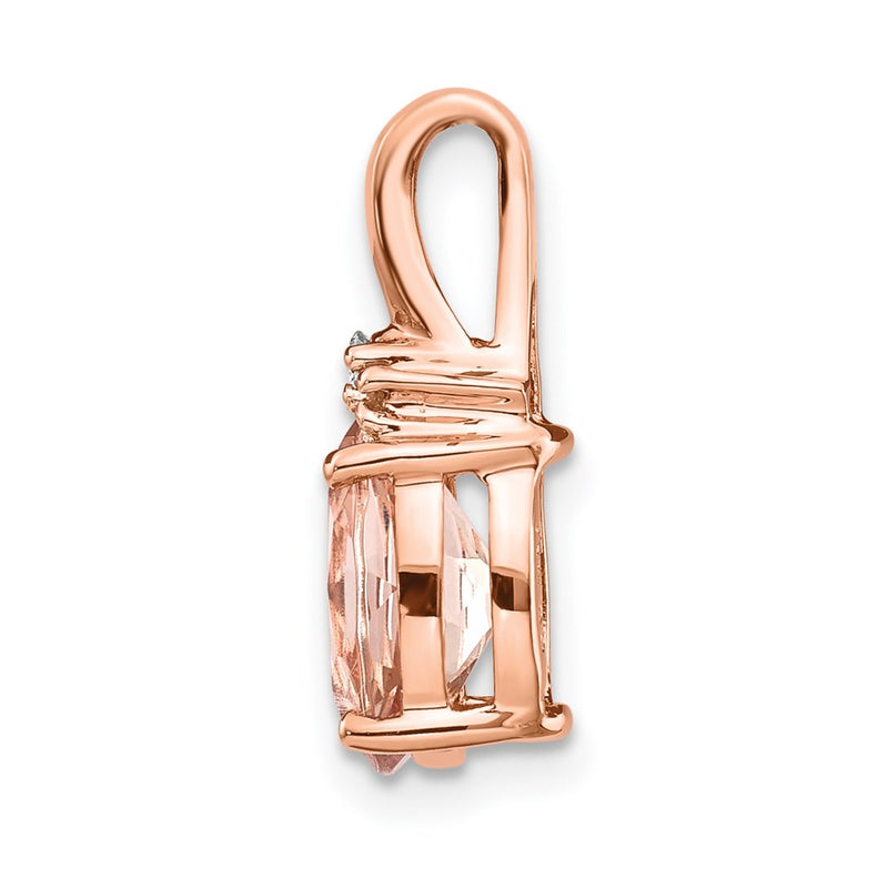 14K Rose Gold Morganite and Real Diamond Pendant