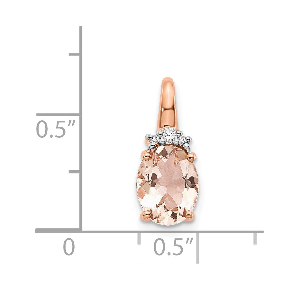 14K Rose Gold Morganite and Real Diamond Pendant