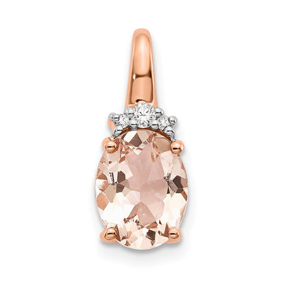 14K Rose Gold Morganite and Real Diamond Pendant