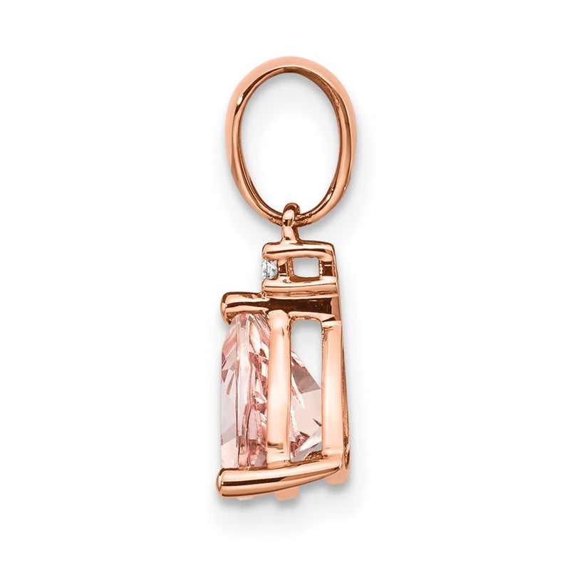 14k Rose Gold Trillion Morganite & Real Diamond Pendant