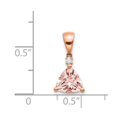 14k Rose Gold Trillion Morganite & Real Diamond Pendant