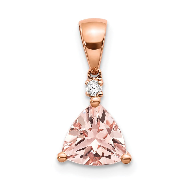 14k Rose Gold Trillion Morganite & Real Diamond Pendant