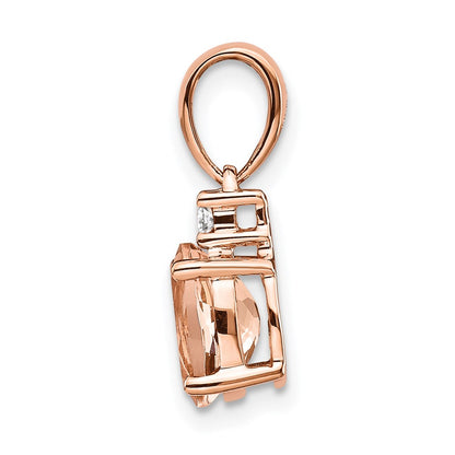 14k Rose Gold Oval Morganite and Diamond Pendant