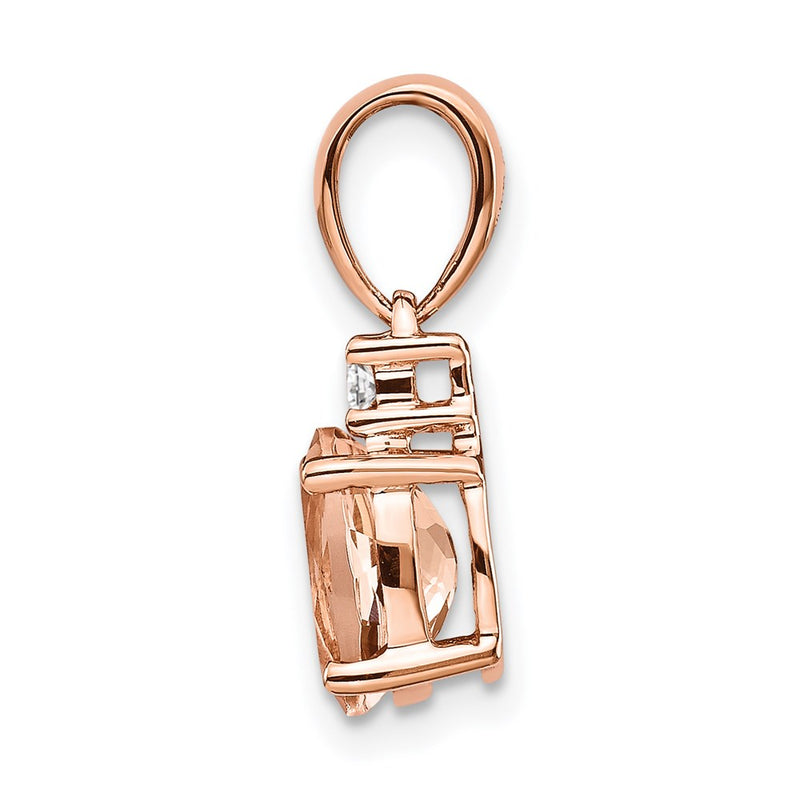 14k Rose Gold Oval Morganite and Diamond Pendant