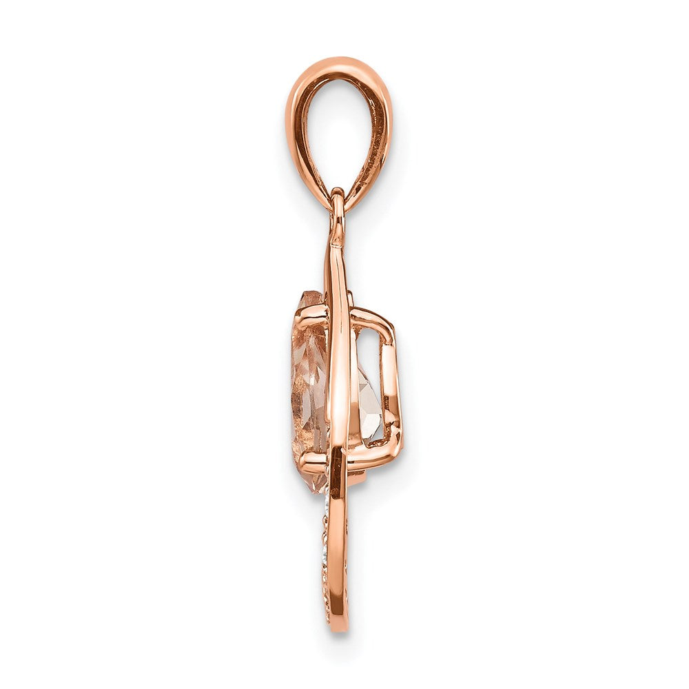 14K Rose Gold Morganite and Diamond Pendant