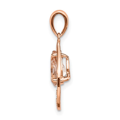 14K Rose Gold Morganite and Diamond Pendant