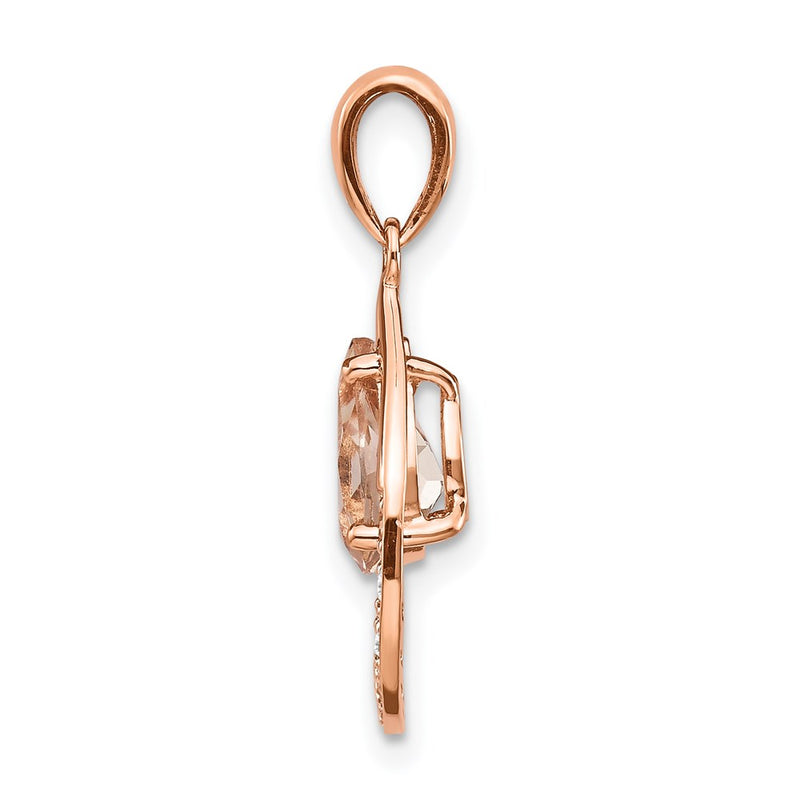 14K Rose Gold Morganite and Diamond Pendant