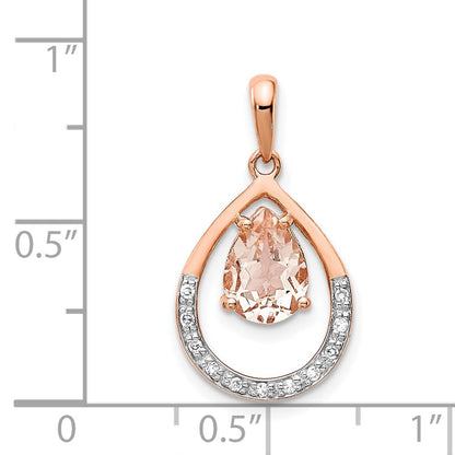 14K Rose Gold Morganite and Diamond Pendant